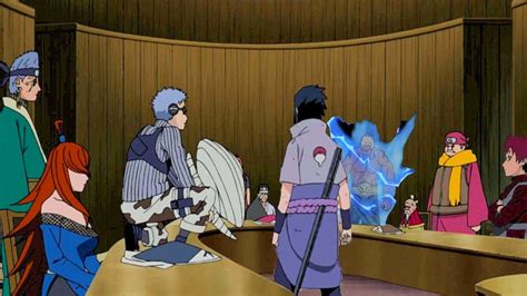 Sasuke atacando a los Cinco Kages