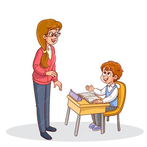 Ilustración de un profesor y un estudiante en un aula
