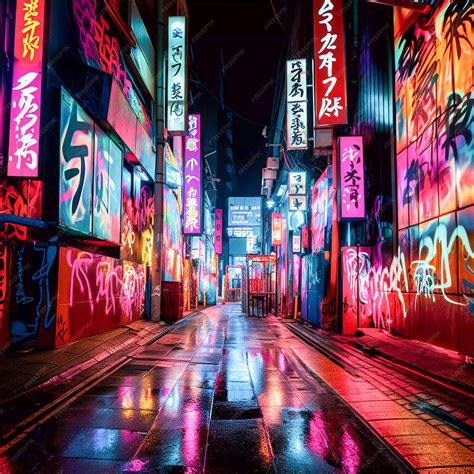 Calle típica de Tokio con luces de neón