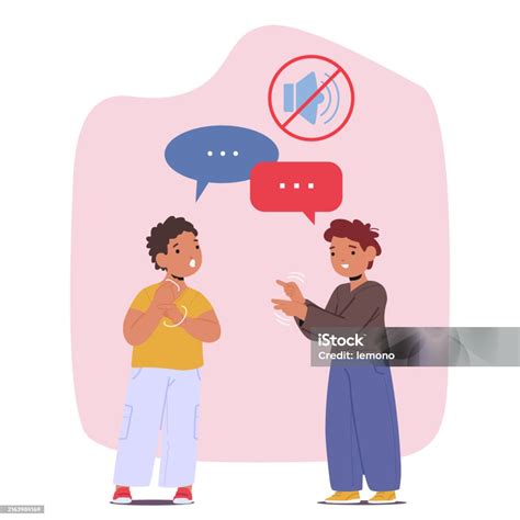 Ilustración de dos personajes comunicándose en lenguaje de señas.