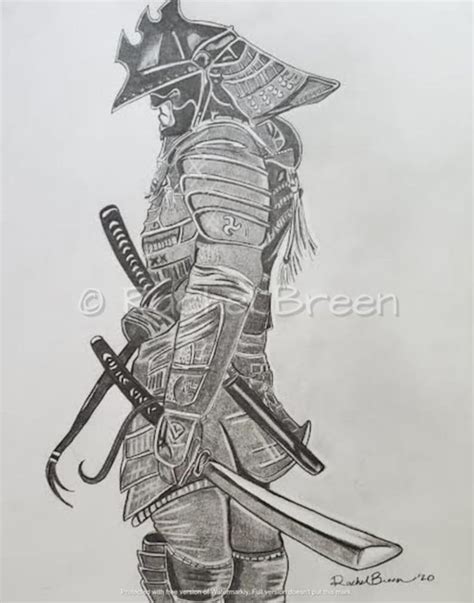Grabado de samurái japonés