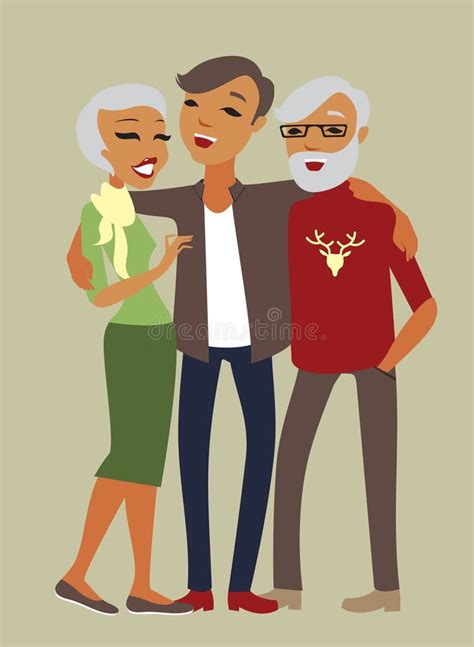Ilustración de Marron adulta con sus padres envejecidos