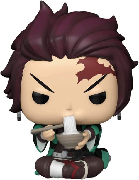 Primer plano de las figuras Funko Pop de Tanjiro y Nezuko mostrando detalles