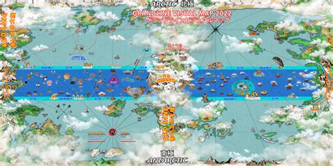 Mapa de Grand Line con la ruta de Luffy