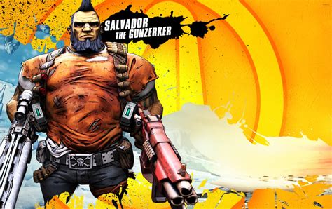 Ilustración de Salvador, el Gunzerker, disparando con dos armas.