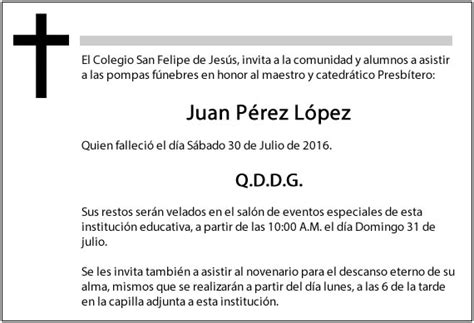 Ejemplo de esquela tradicional