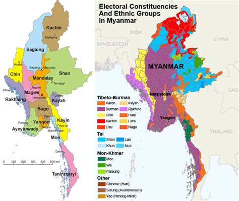 Mapa de Birmania destacando la región de Mandalay