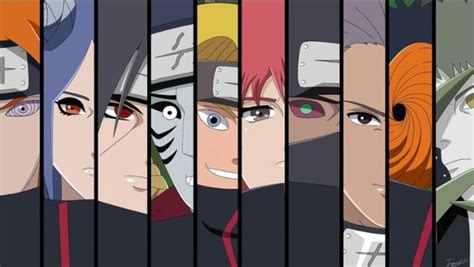 Ilustración de los miembros de Akatsuki en formación