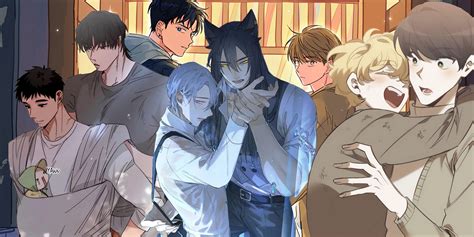 Ilustración de personajes de manga yaoi en un entorno urbano