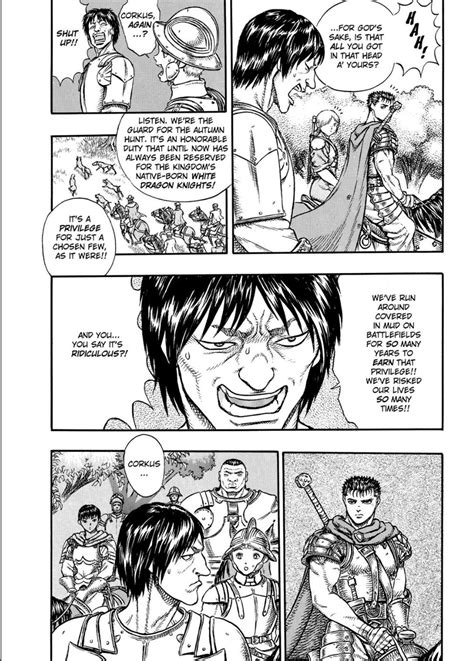 Guts y Corkus interactuando en Berserk