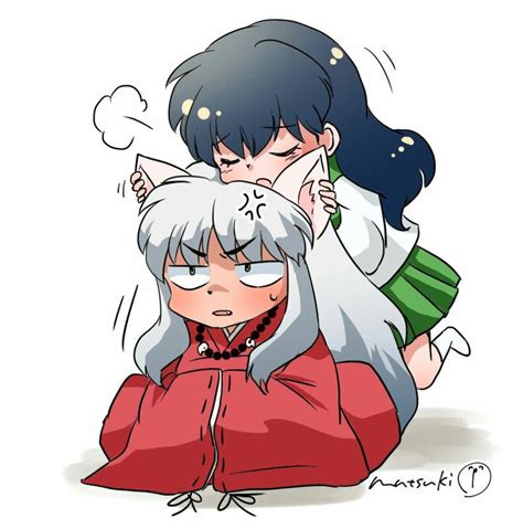 Ilustración de Inuyasha y Kagome en un abrazo tierno
