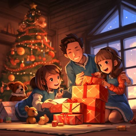 Ilustración de las chicas de la serie celebrando la Navidad