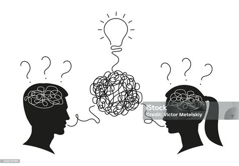 Ilustración de un cerebro con pensamientos confusos y enredados