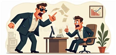 Ilustración de un jefe con expresión conflictiva