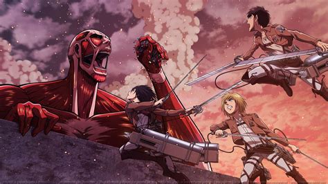 Titanes atacando en Shingeki no Kyojin
