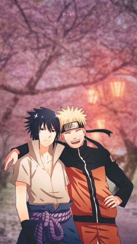 Naruto y Sasuke abrazándose