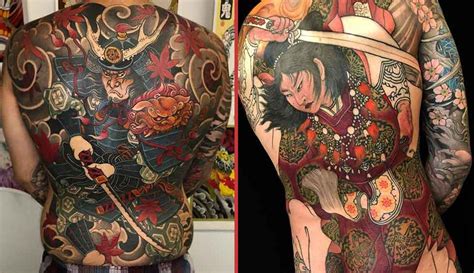 Yakuza tatuado y cicatrizado con su pareja