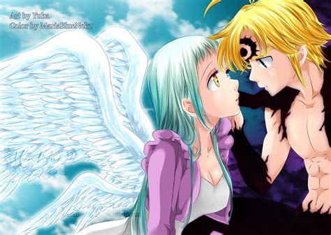 Representación artística de Meliodas y Elizabeth