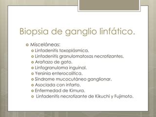 Microfotografía de ganglio linfático con características de Enfermedad de Kikuchi-Fujimoto