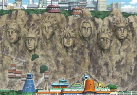 Estatua de los Hokages en Konoha
