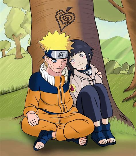 Pareja de Naruto y Hinata en un abrazo tierno