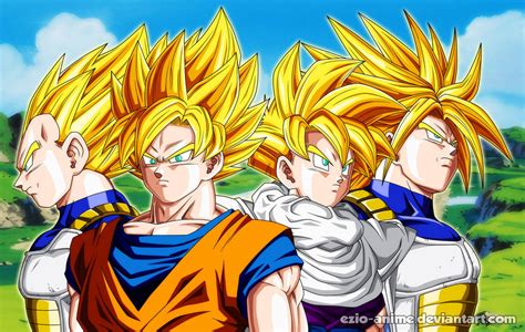 Ilustración de guerreros Saiyajin