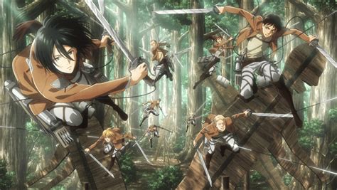 Personajes principales de Attack on Titan en pose de acción