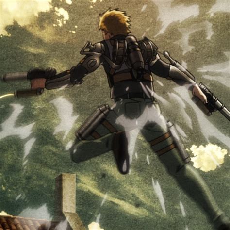 Armin Arlert practicando con el Equipo de Maniobras Tridimensionales