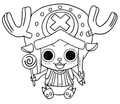 Página para colorear Tony Tony Chopper modo Kawaii