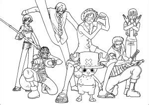 Colorear con siete personajes del manga One Piece