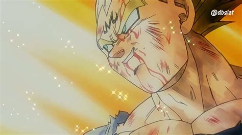 Vegeta despidiéndose de Trunks antes de enfrentarse a Majin Buu