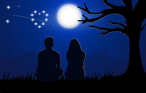 Ilustración de una pareja en un entorno oscuro y romántico