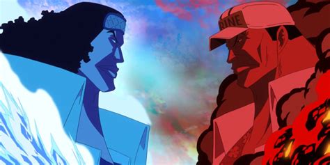 Kuzan (Aokiji) enfrentándose a Sakazuki (Akainu)