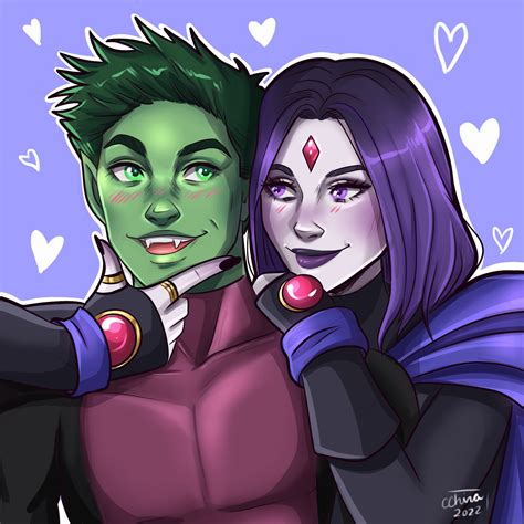 Ilustración de Beast Boy y Raven