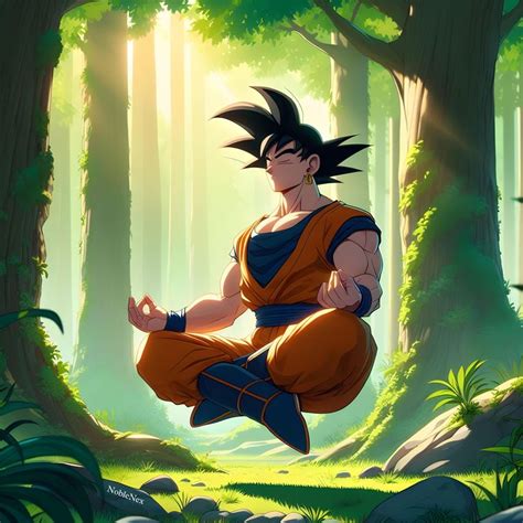 Ilustración de Goku meditando y visualizando sus metas