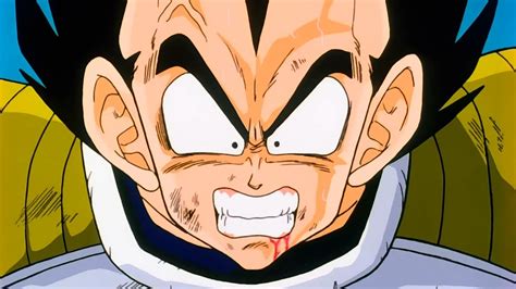 Vegeta enojado mirando el avion caer