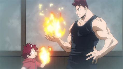 Imagen de Endeavor entrenando a un joven Toya Todoroki