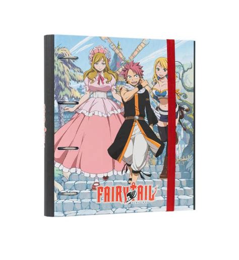 Portada de la carpeta Fairy Tail con Natsu, Lucy y Erza