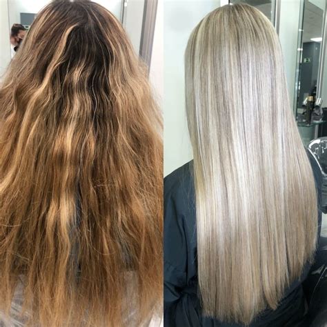 Nudo de peluca antes y después de decolorar