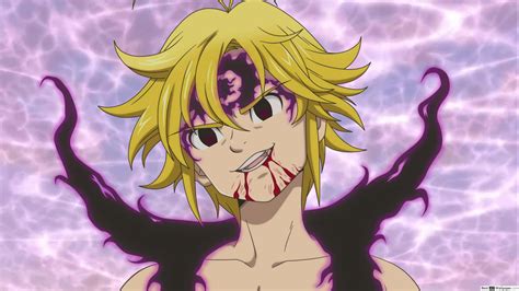 Ilustración de Meliodas mostrando su poder demoníaco