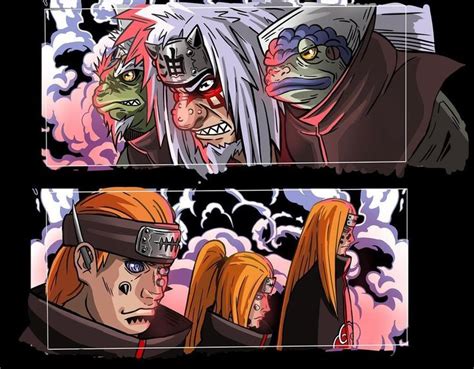 Jiraiya luchando contra los cuerpos de Pain