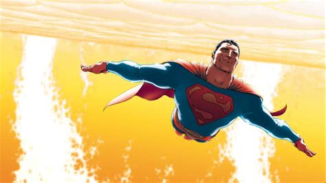 Superman volando bajo el sol amarillo