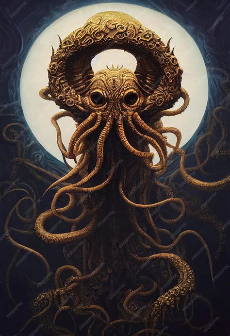 Ilustración detallada de un monstruo con tentáculos