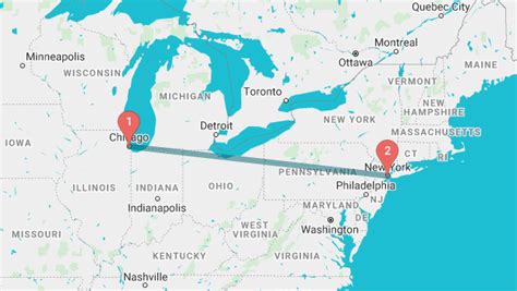 Mapa de Chicago y Nueva York