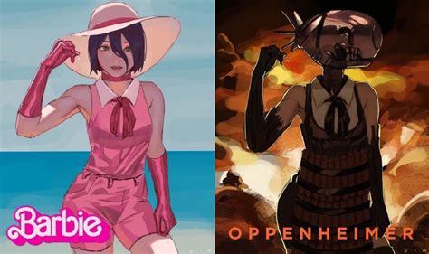 Fan art que combina elementos de Chainsaw Man con el fenómeno Barbenheimer