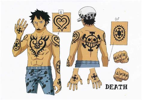 Detalle de los tatuajes de Trafalgar D. Law