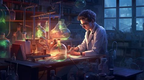 Científico loco trabajando en un laboratorio