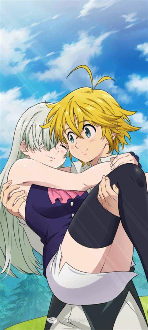 Ilustración de Meliodas y Elizabeth durante la Guerra Santa