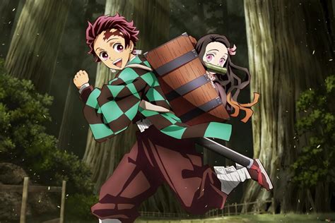 Tanjiro y Nezuko viajando juntos con la caja