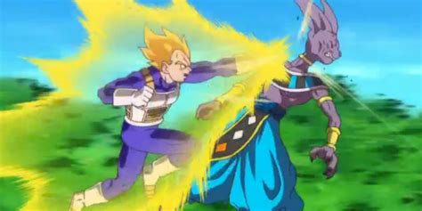 Vegeta enfadado enfrentándose a Beerus